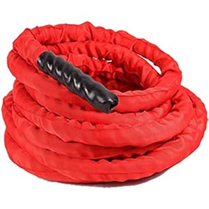 Battle Rope Fitness Heavy Jump Rope 25MM Ms. Weight Loss Bodybuilding Training Equipment 12M Children Home Fitness Rope Affordable Sports Rope Set with Retainer (Color : Red, Size : 12M-25MM)