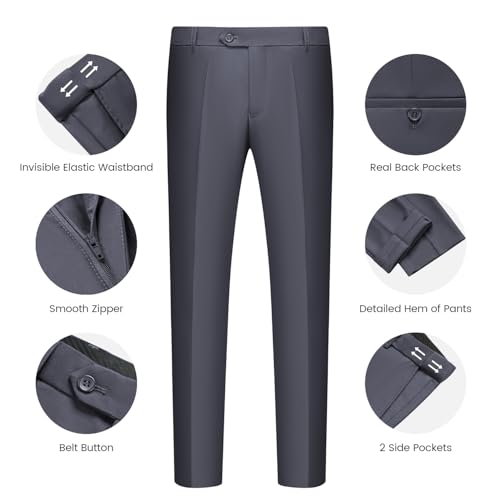 WULFUL Men’s Slim Fit Suit One Button 3-Piece Blazer Dress Business Wedding Party Jacket Vest & Pant