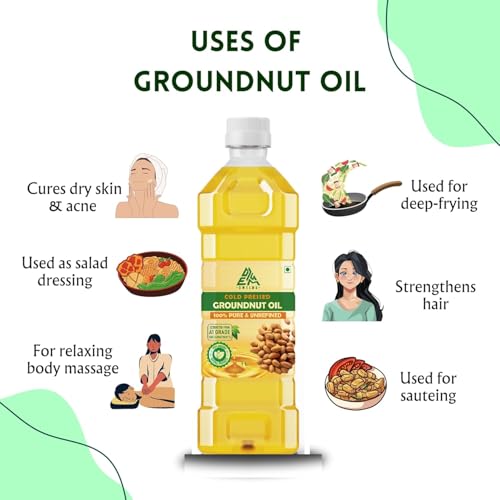 Image of Dmelds Pure Cold Pressed Groundnut Oil, Natural Cooking Oil, Skincare Moisturizer, Traditional Extraction Method, Rich in Essential Nutrients (2 Litre)