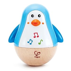 Hape Penguin Musical Wobbler | Colorful Wobbling Melody Penguin, Roly Poly Toy for Kids 6 Months+, Multicolor, 5” x 2” (E0331)