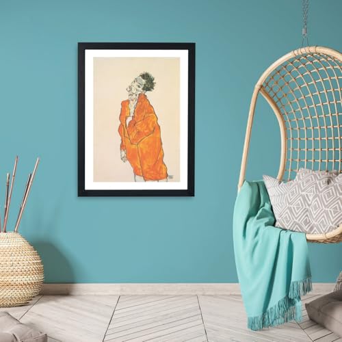 Affiche encadrée Egon Schiele Selbstin Oranger Jacke Medium