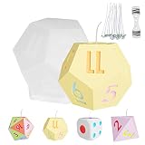ACWOO Moldes para Velas, 17pcs Kit Velas con 3D Molde Silicona de Dados, Soportes para Mechas y 15 Mechas para Velas, Kit para Hacer Velas para Hecho a Mano DIY Manualidades, Resina y Jabones (D)