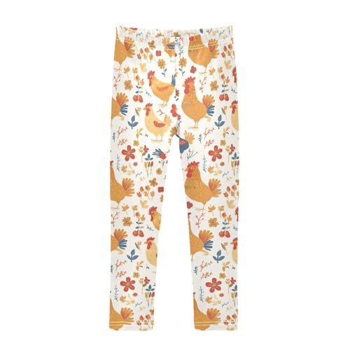 KLL Rooster Rustic Country Chicken Farmhouse Mexicana Toddler Girls' Leggings Comfortable Full Length Dance Pants Running