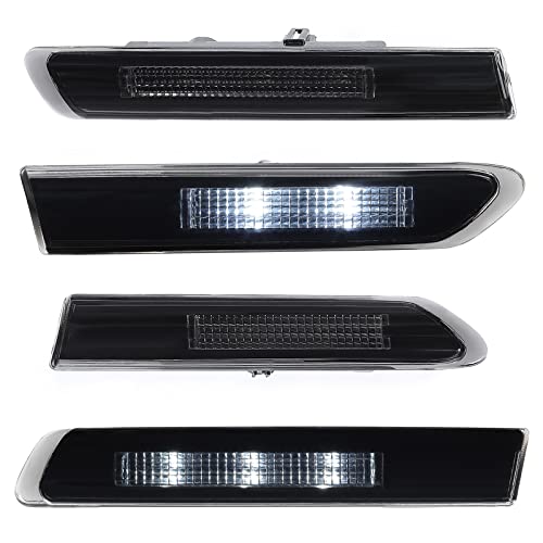 Kuafu Side Marker Light Compatible With 2004-2008 Honda Acura Tl Base Models Side Marker Lamps Reflectors Front Rear 4Pcs White Led - Smoke Lens+ White Led #TOP25