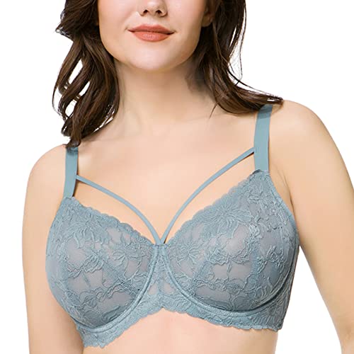 Image of HSIA Minimizer Bras for Women Full Coverage, Unlined Lace Sexy Plus Size Underwire Bra for Large Breasts