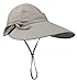 lenikis Women's UPF+50 Sun Visor Detachable Flap Hat Foldable Wide Brimmed UV Protection Face Mask Hat (Khaki)