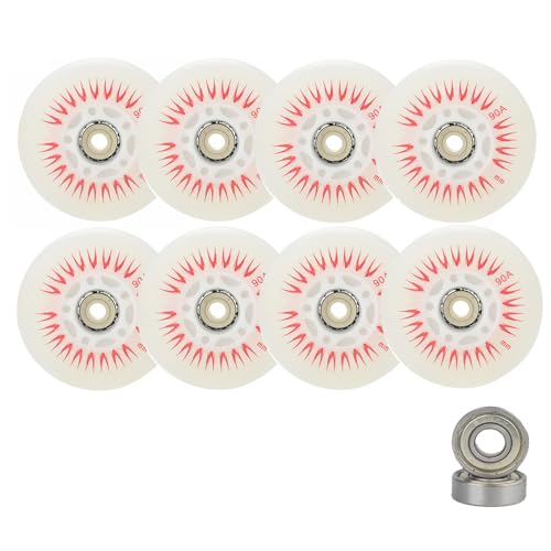 JCXYL EV 90A Inline Roller Skate Wheels Indoor 8 Pack Luminous Flash Inline Skates Replacement Wheel Light-Up Wheels with Bearings for Skateboards Scooters Roller Skating Luggage,Red,72MM