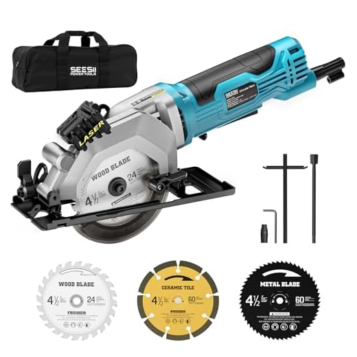 SEESII Mini Circular Saw, 4.8A 4000RPM Corded Compact 4-1/2" Saw with Laser