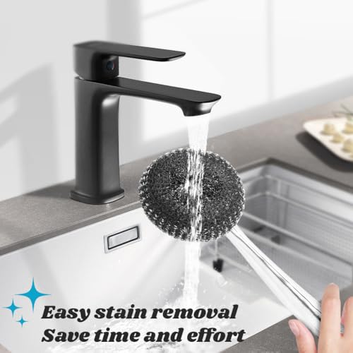 Image of Stainless Steel Wool Scrubber with Handle, 3Pcs Detachable Metal Steel Scrubber Wool Pads for Cleaning Dishes, Metal Scrubber Pot Scrubbers Can Clean Iron Pots Stoves