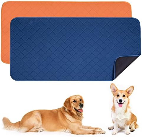 MICOOYO Washable Puppy Training Pads - 2Pack Reusable Dog Pee Pads, Waterproof Pet Training Mat for Dogs Cats Small Animals (Brown & Blue, 23.6*47.2 inch)
