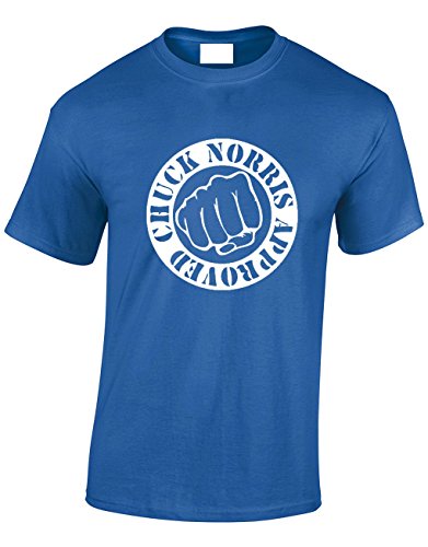 Image of Crown Designs Chuck Norris Approved Martial Arts Inspired for Men & Teenagers T-Shirts Tops - Royal/Large