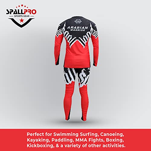 Spall Pro US Power MMA BJJ jiu Jitsu Long Sleeve Rashguards (Red/Black, Large)
