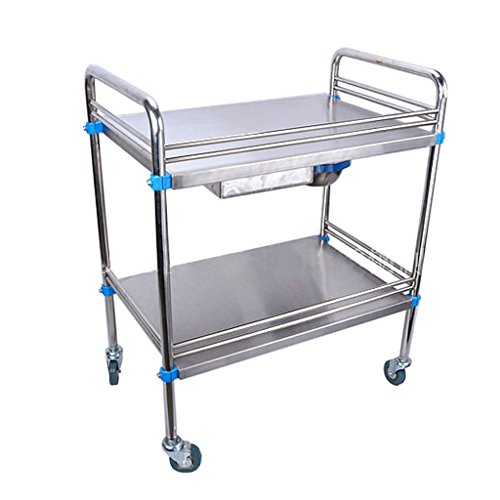 YuanYu Stainless Steel Trolley-Medical Surgery Cart Surgical Car Clinic Infusion Car Beauty Salon Shelf (60X40X86CM) shelf trolley (Size : 60 * 40 * 86cm)