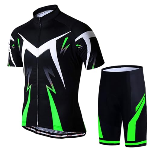 Générique Cycliste Homme, Vtt Cyclisme Ensemble Sport Léger Séchage Rapide Vêtements Manches Courtes Respirant Maillot Velo Route Rembourré Tenue, Green,...