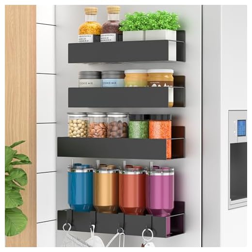 HuggieGems 4 Pack Magnetic Storage Rack Organizer for Refrigerator