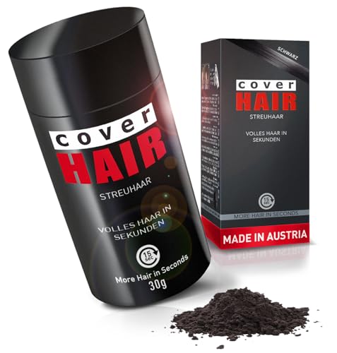 Cover Hair® Premium Streuhaar - 26g I Schütthaar zur Haarverdichtung & Ansatzkaschierung - Natürlicher Look in Sekunden I Hair Fiber für Männer & Frauen I Streuhaar Schwarz