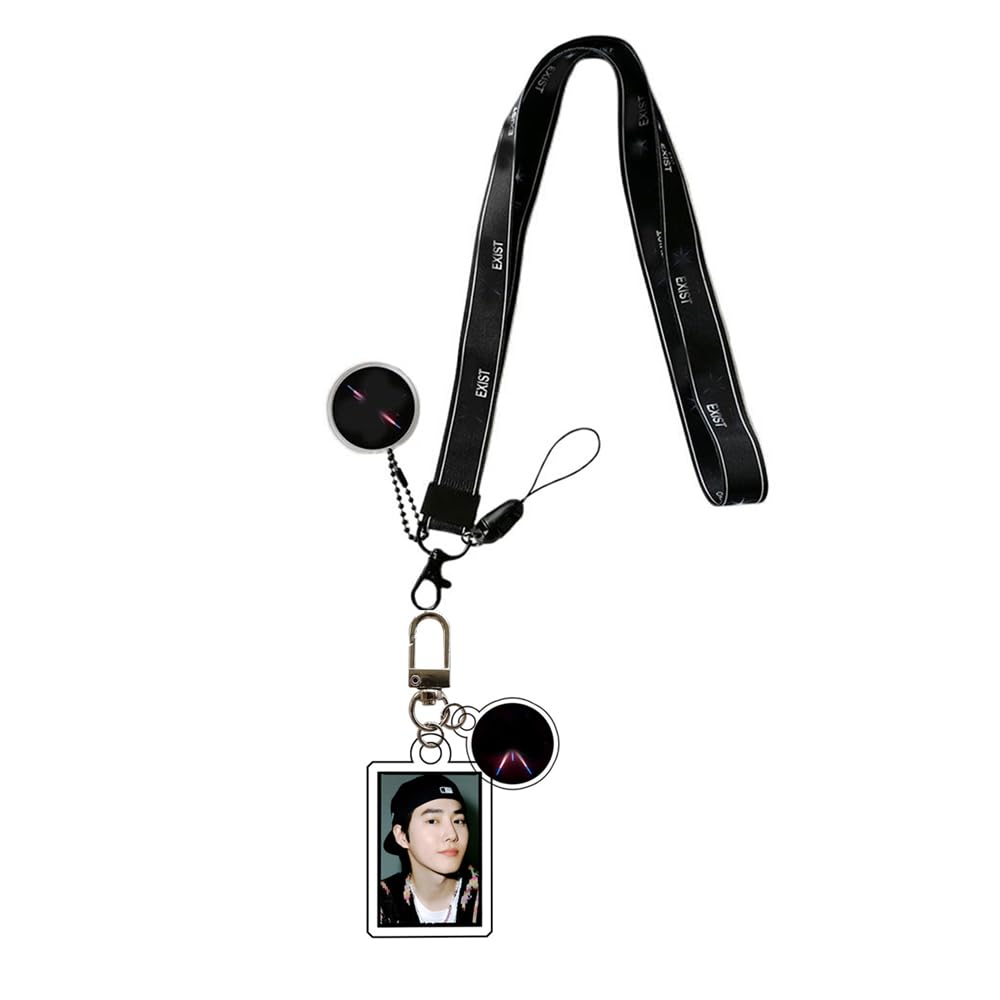 2Pcs/Set KPOP EXO Acrylic Keychain BAEKHYUN Chanyeol SEHUN Character Keyring Pendant EXIST Album Polyester Phone Rope Lanyard
