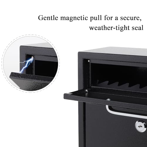 Image of Jssmst Locking Mailbox for Outside, Key Lock Wall Mount Mailboxes Large, Security Drop Box with Lock, 16.2H x 11.22L x 4.72W Inches, Black XLarge