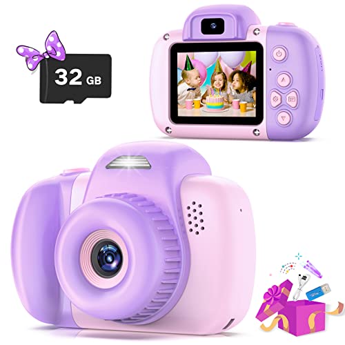 Goopow Mini Kids Camera Toys for 3 4 5 6 7 8 Year Old Girls Boys, Toddler Children Digital Video Camcorder Camera, Best Chritmas Birthday Festival Gift for Kids - 32G SD Card Included