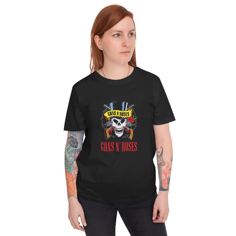 Bravado Guns N Roses Skull Graphic Printed T-Shirt for Women and Girls/American Hard Rock Band T-Shirt