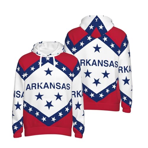 Sweat à capuche drapeau Arkansas homme - Pull épais col doublé - 7