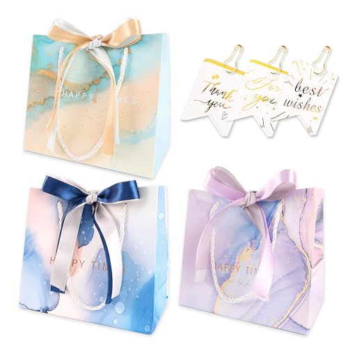 ラッピング 袋 プレゼント 手提げ袋 【2サイズ×14パターン·サンクスタグ9枚付き·多用途】 紙袋 ギフト プレゼント用 手提げバッグ 包装袋 らっひんぐ袋 小 リボン 花柄 可愛い 誕生日 結婚式 バレンタイン 母の日 父の日 (セットJ,S)