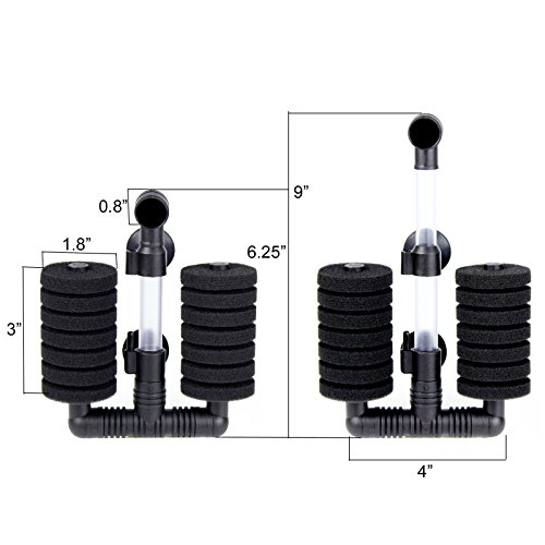 Image of AQUANEAT 1 Pack Double Bio Sponge Filter, for Fry, Betta, Shrimp, Nano, Aquarium Fish Tank