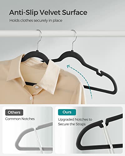 SONGMICS-Velvet-Hangers-50-Pack-Non-Slip-Clothes-Hangers-Space-Saving-Suit-Hangers-with-Shoulder-Notches-Pants-Bar-360-Swivel-Hook-for-Closet-Ink-Black-BREANNA-Collection-UCRF029B05