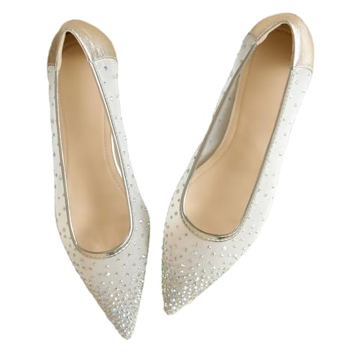 SAILING LU Women Ballet Flats Pointed Toe Mesh Eyelets Ballerina Flats Comfortable Slip-on Dressy Loafers