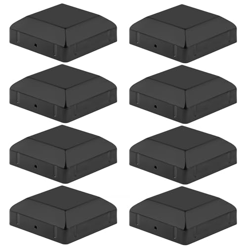 TSSS 8 PCS 75mm x75mm Wood Fence Post Caps,Black Steel Deck Fence Post Toppers Cap,Thickness 1.2mm