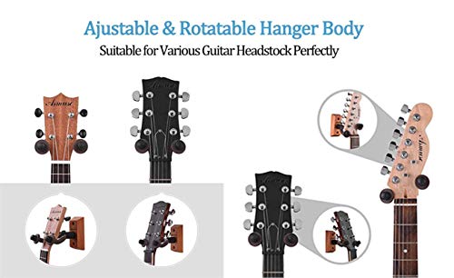 3 Packs Guitar Hanger Real Hardwood Black Walnut Wall Mount Holder for Acoustic Electric Guitar Bass Folk Ukulele Violin Mandolin Banjo 3 Packs (Black Walnut) - Thumbnail 5
