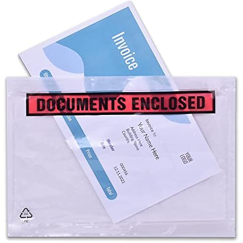 Triplast Umschläge mit der Aufschrift"Documents Enclosed", 225 x 165 mm, Uni, DIN A5, 100 Stück Cover