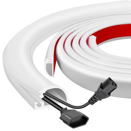 Silicone Cable Trunking 3m Trunking for Electric Cables Side Open for Easy Access Self-Adhesive Wire Cover for TV, Home Office, Walls & Floors