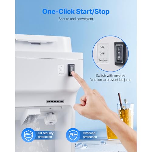 Image of VEVOR Ice Shaver Machine Electric Snow Cone Machine, 265 LBS /H Shaved Ice Machine 250W Ice Crusher Triple Blades Tabletop Shaved Ice Maker with Adjustable Fineness for Home and Commercial Use