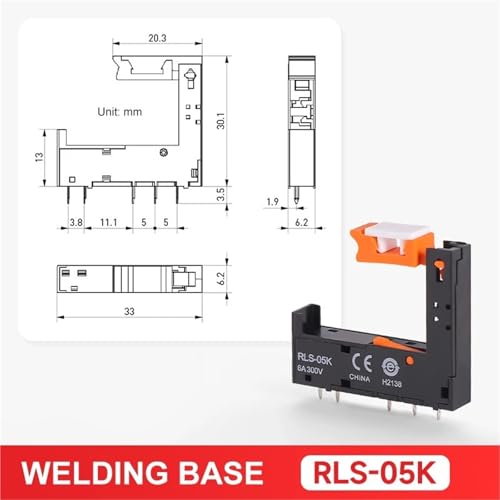 Base de soudure PCB pour relais HF41F SSL6D support mince 5 broches