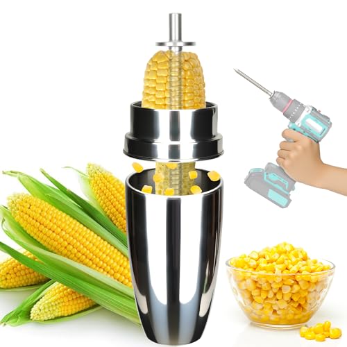 Corn Stripper with Drill Bit and 14cm Collection Cup, Corn Cutter Tool for Power Drills, Core-Drilling Bit Rotates Corn for Fast Kernel Removal,No-Splash Corn Shucker?Without electric drills?