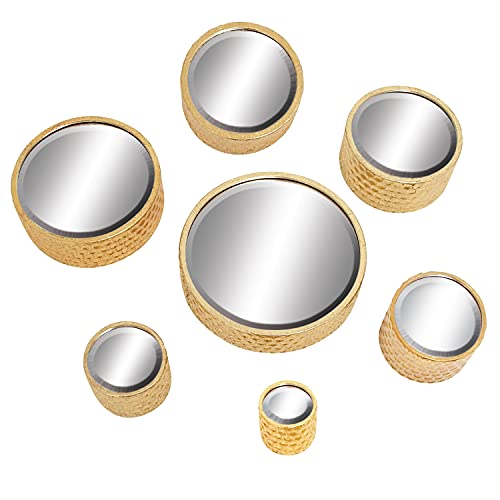 Cosmoliving By Cosmopolitan Glam Metal Round Wall Mirror, Set Of 7 12", 10", 8", 7", 6"D, Gold #TOP28