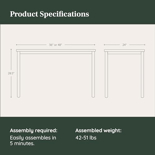 Image of Branch Daily Desk, Functional at Home Office Desk with Effortless Assembly | Timeless Design, Rounded Corners, and Built-in Cable Notch, 36 inch W x 28.5 inch H x 24 inch D, Woodgrain Work Table