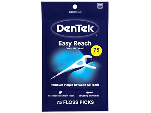 Image of DenTek Complete Clean Easy Reach Floss Picks, No Break & No Shred Floss, 75-Count, 3 Pack