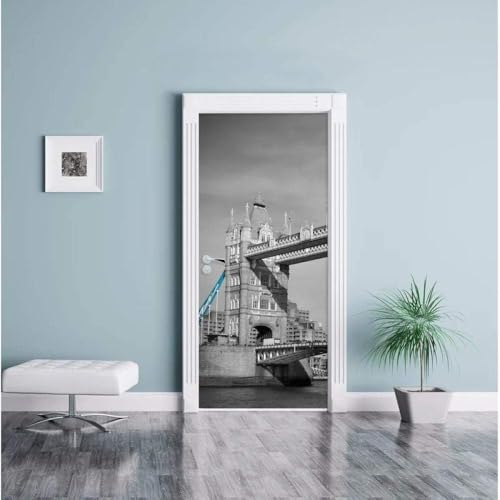 Sticker Porte Londres Papier Peint, Londres Autocollant Poster Auto-Adhésif, Chambre Salon Salle de Bain Affiche Art Décor Mural 3D Stickers Porte 77 x 200 cm q.3523