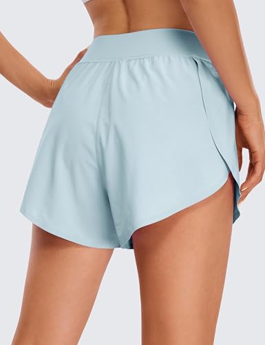 Image of CRZ YOGA Mid Waisted Split Running Shorts 4 inch | Mesh Liner, Quick Dry, Lightweight, for Women