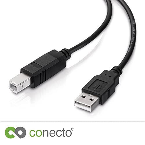 conecto USB 2.0 Cable/Printer Cable, USB A Male to USB B Male, 480 Mbit/s, Black, 3.00 m, 3.00m - Image 2