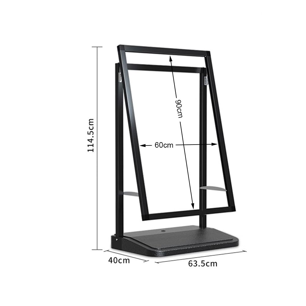 Rygcrud Schwer Belastbar Bodenständer Schildhalterung, Aufklappbarer Rahmen Ständer Für Gehwegschilder (ohne Tafel) Mit Rädern, Geschäft & Laden Schild Display(60x120 cm)