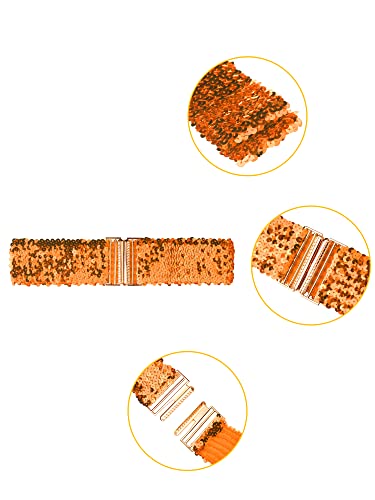 Allegra K Womens Elastic Waist Belt Sequins Decor Metal Interlock Buckles Belts for Dresses2