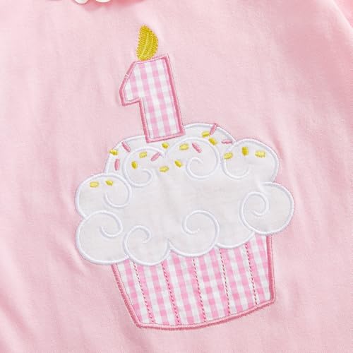 GOOCHEER First Birthday Baby Girl Outfit Fall 1 Cake Embroidery Ruffle Long Sleeve Romper Jumpsuit Cake Smash Clothes4