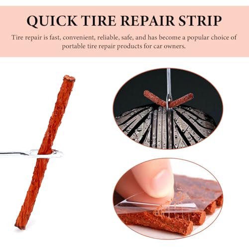 Image of 100PCS Tire Repair Strings, 4 inch x 1 /4 inch Rubber Tire Repair Plugs Self Vulcanizing String Insert, Universal Vehicle Tire Puncture Repair Strips Tubeless Seal for Car Truck Bike