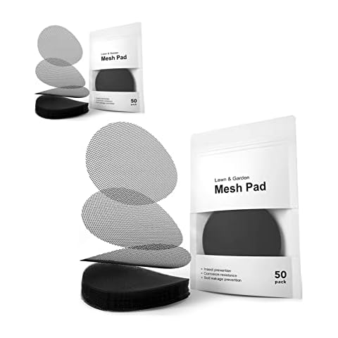 100 Pieces Round Mesh Pad for Flower Plant Pot Hole, Anti Soil Loss Bonsai Pot Bottom Grid Mat Mesh, 2 Size, 50pcs 5cm and 50pcs 10cm Cover