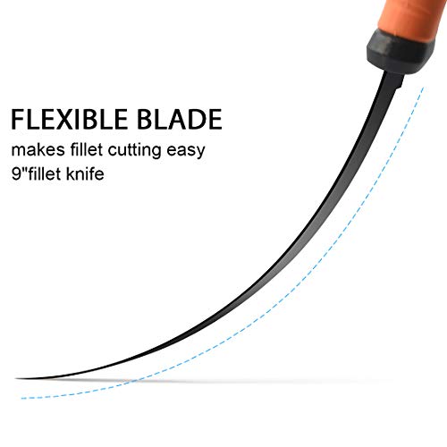 Dpnao Fishing Fillet Knife, Sharp Flexible Stainless-Steel Blade 7’’-9’’, Professional Level Knives For Filleting And Boning Meat, Non-Slip Handles, Includes Protective Sheath And Sharpener #TOP3