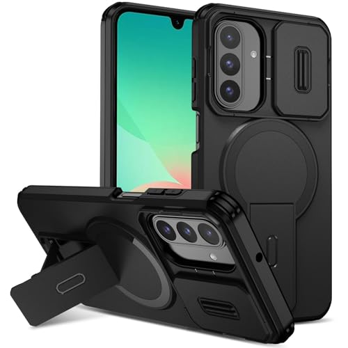 Image of ShieldTech MagStand Series Case for Samsung Galaxy A16 5G, Mobile Phone Cover with Sliding Camera Shield, Mag-Safe, Kickstand, Shockproof for Samsung Galaxy A16 5G - Black