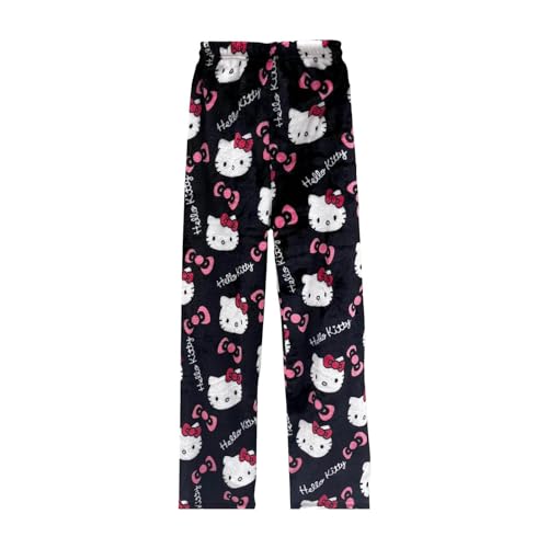 Generisch Schlafanzug Damen Hosen Lang Flanell Pyjama Hose Damen Teenager Mädchen Schlafhose Weich Kawaii Pyjamas Cartoon Katzen Tier Motiv Anime...